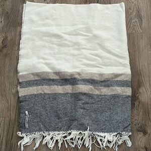 Alicia Adams Alpaca Canyon Throw Tassel Trim Ivory/Beige/Gray 48"x60"‎ Made Peru